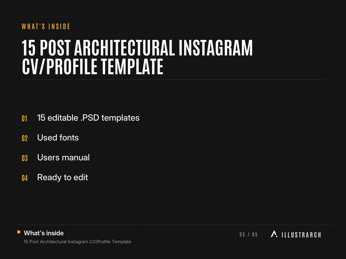15 Post Architectural Instagram CV/Profile Template: card what s inside