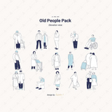 15 Set Flat Vector People: Old People Set Illustration Pack
