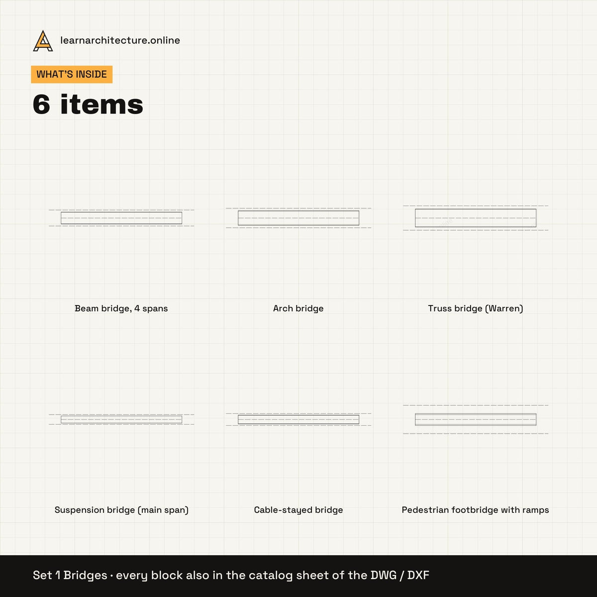 Bridges & Map Symbols CAD blocks set 1: contents