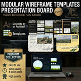 Modular Wireframe Canva Presentation Board Templates (12 Boards)