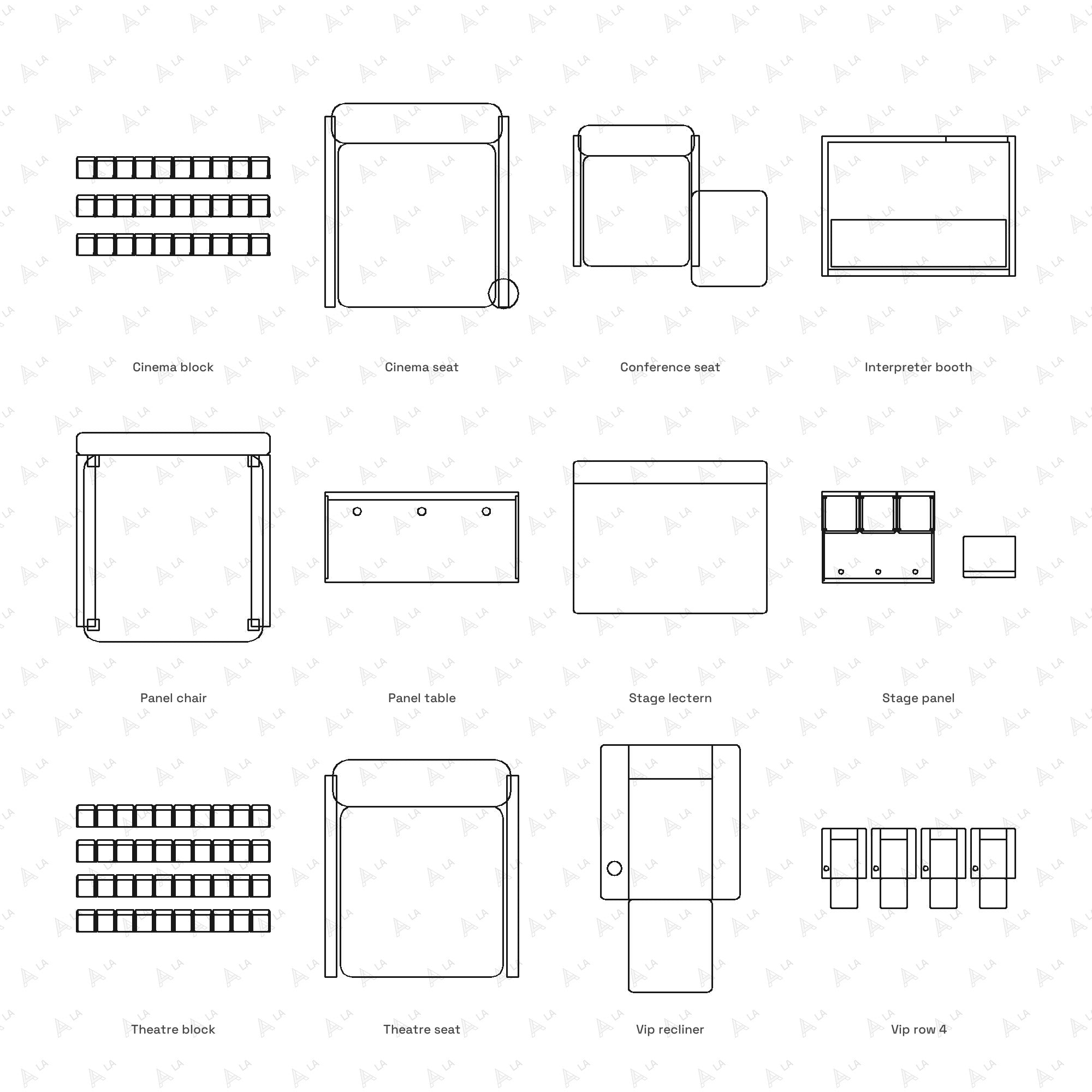 Auditorium Seating CAD Blocks · Set 3 Compact all blocks