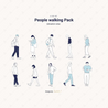 Vector Line Art People Walking Pack