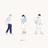 Vector Line Art People Walking Pack