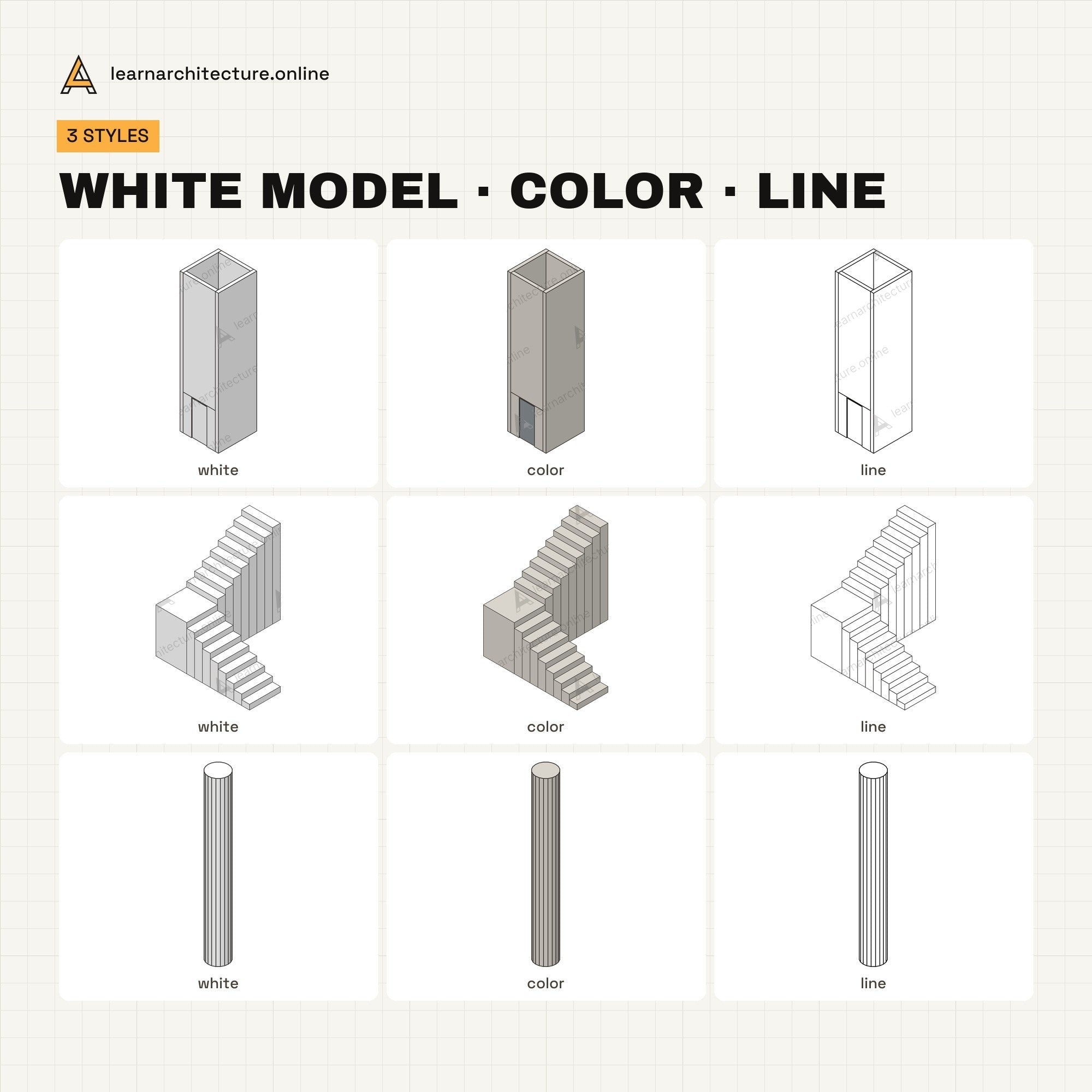 Isometric Building Components Kit three styles