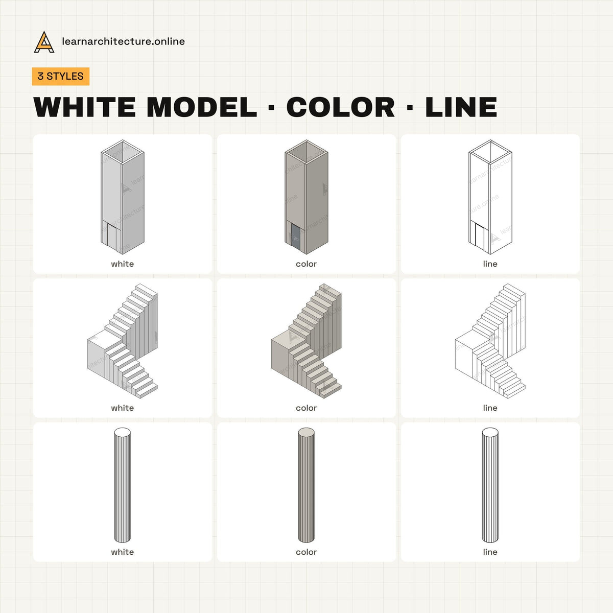 Isometric Building Components Kit three styles