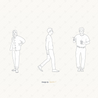 Vector Line Art People Walking Pack