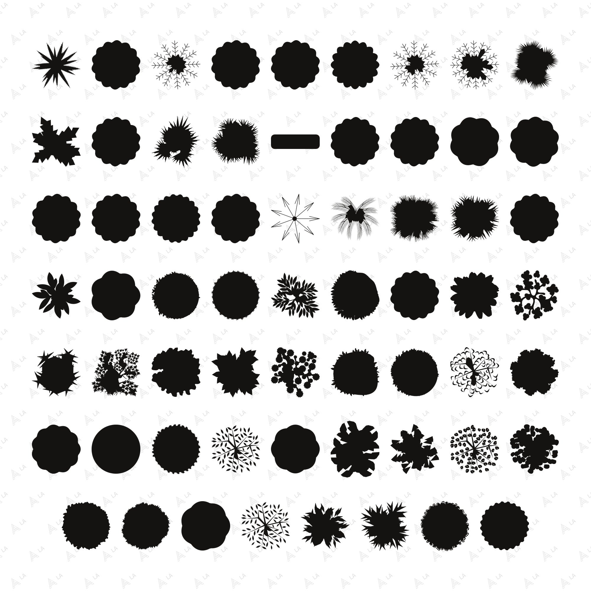 Top View Trees & Shrubs PNG Cutouts all items