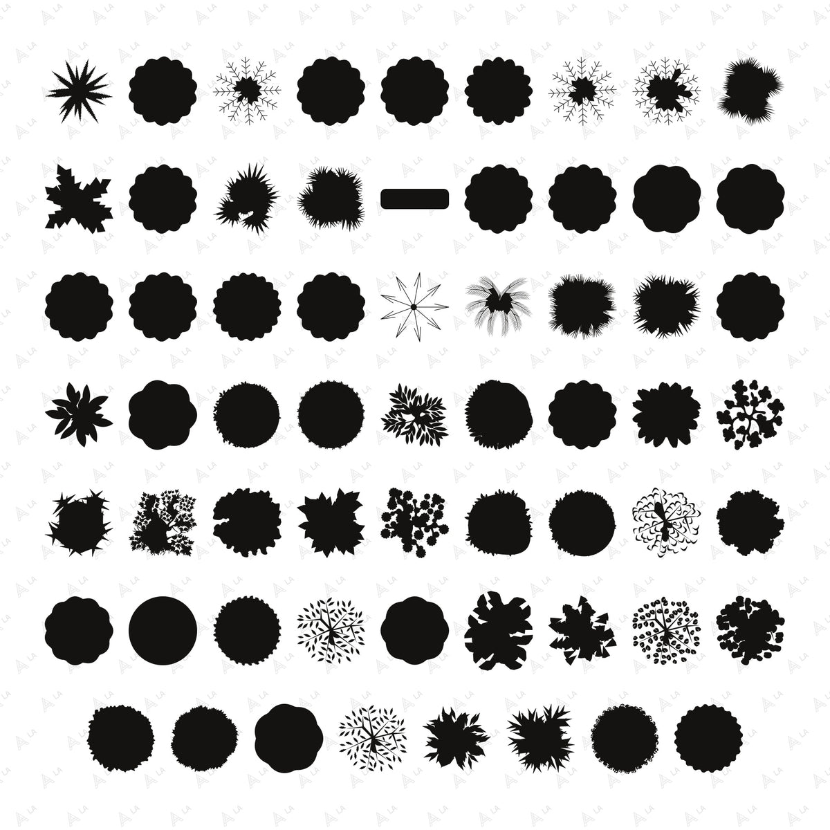 Top View Trees & Shrubs PNG Cutouts all items