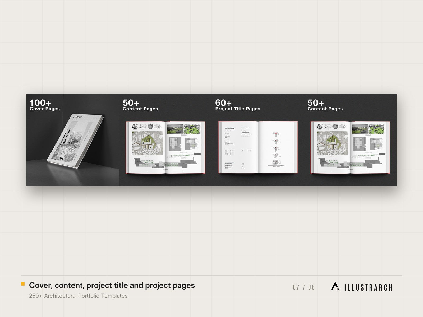 250+ Architectural Portfolio Templates: cover content project title and project 