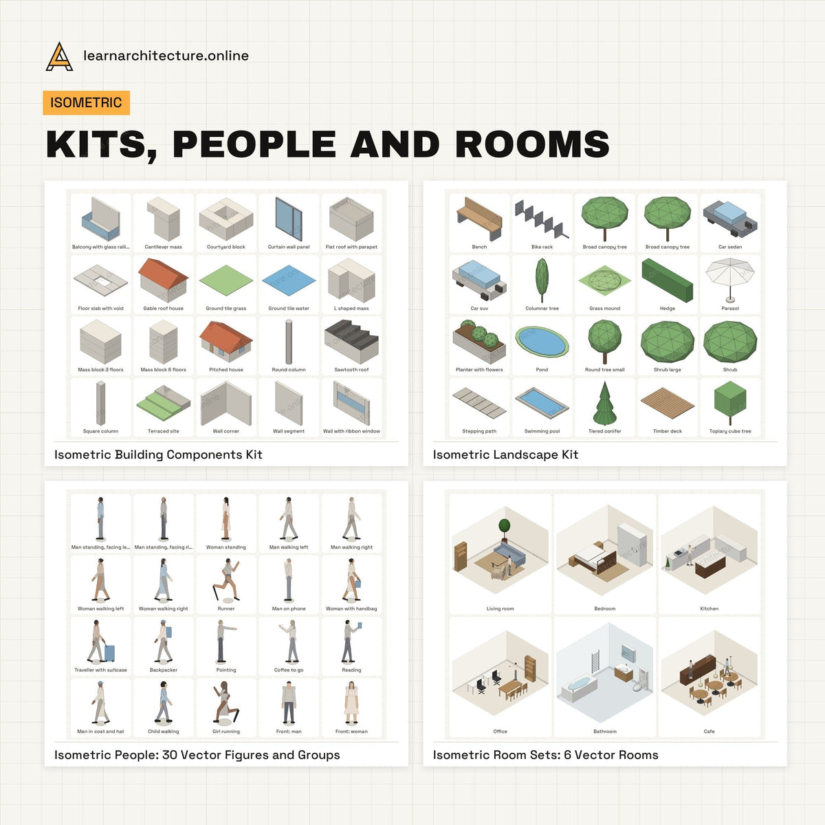 Diagram and Illustrator Mega Bundle kits, people and rooms