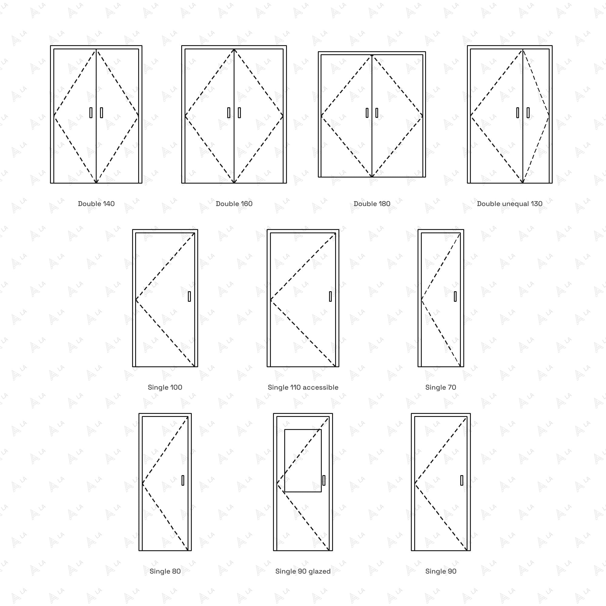 Door CAD Blocks · Set 1 Interior Hinged all blocks