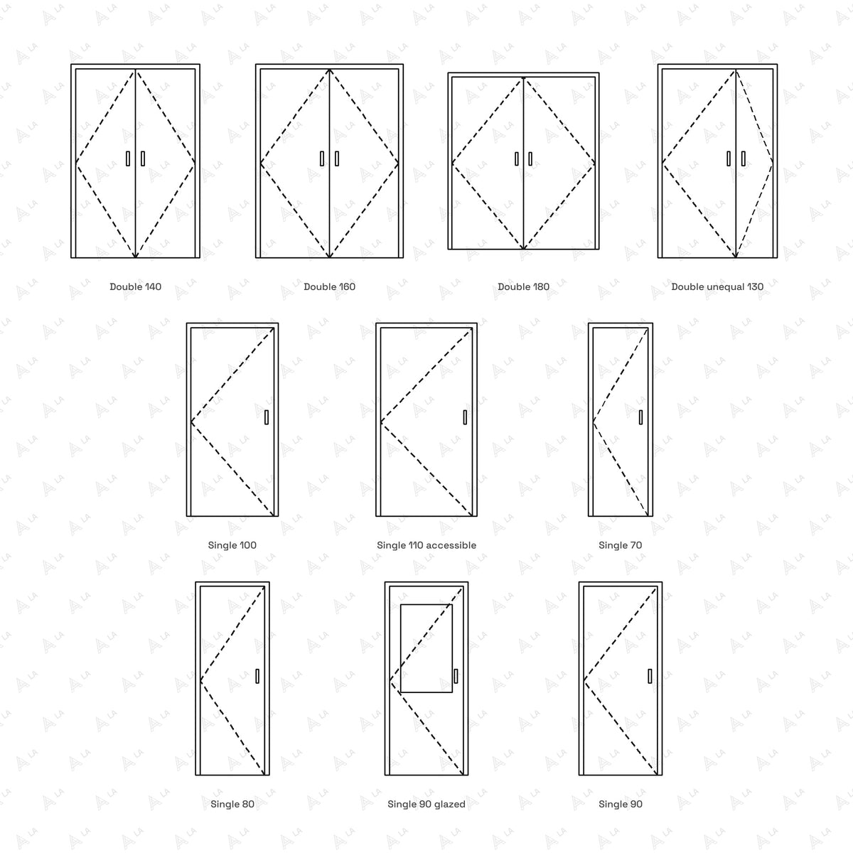 Door CAD Blocks · Set 1 Interior Hinged all blocks