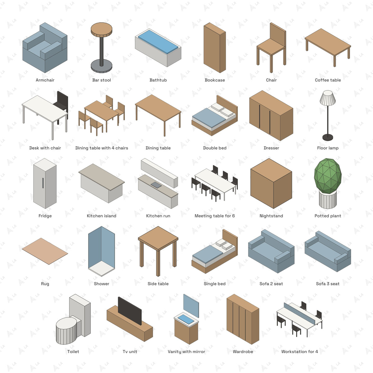 Isometric Furniture Kit all items