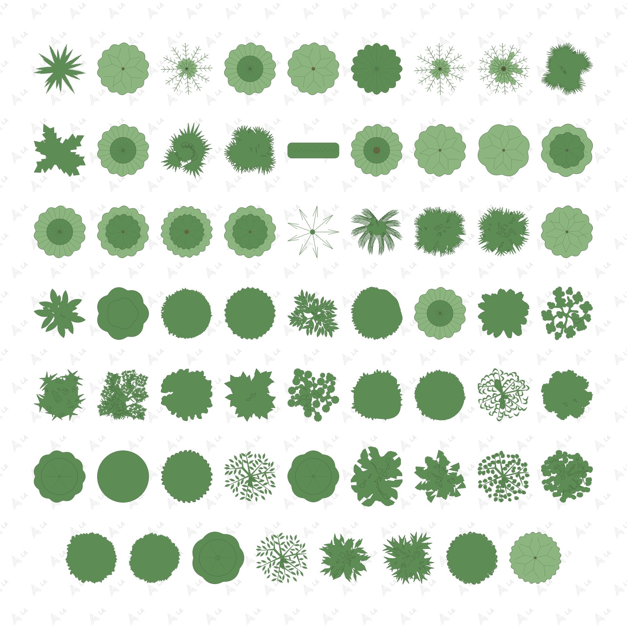 Plan Trees & Shrubs Vector Pack all items