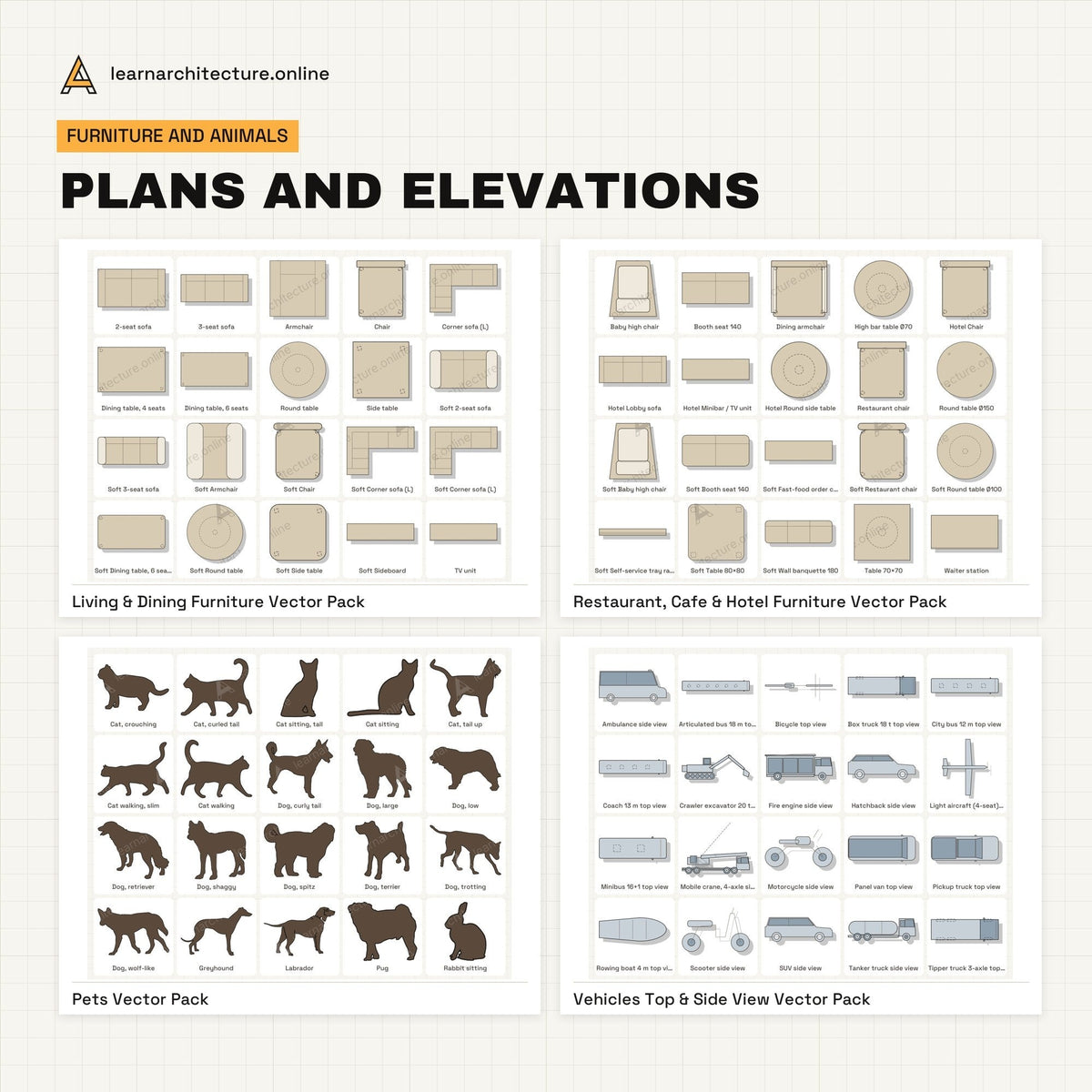 Diagram and Illustrator Mega Bundle plans and elevations