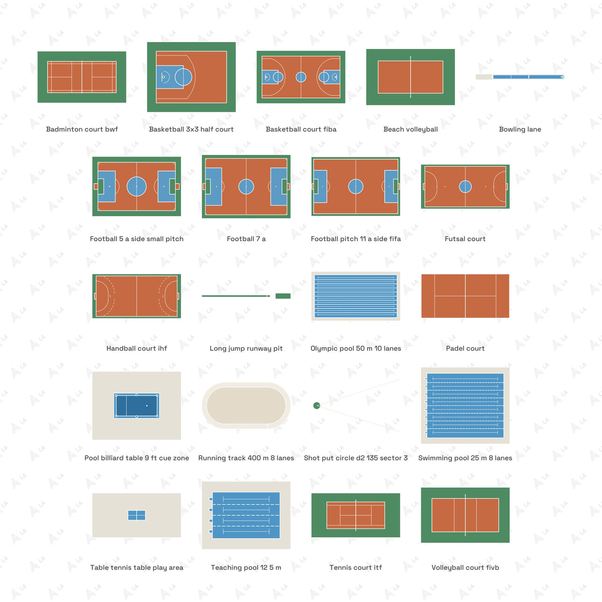 Sports Courts & Fields Vector Pack all items