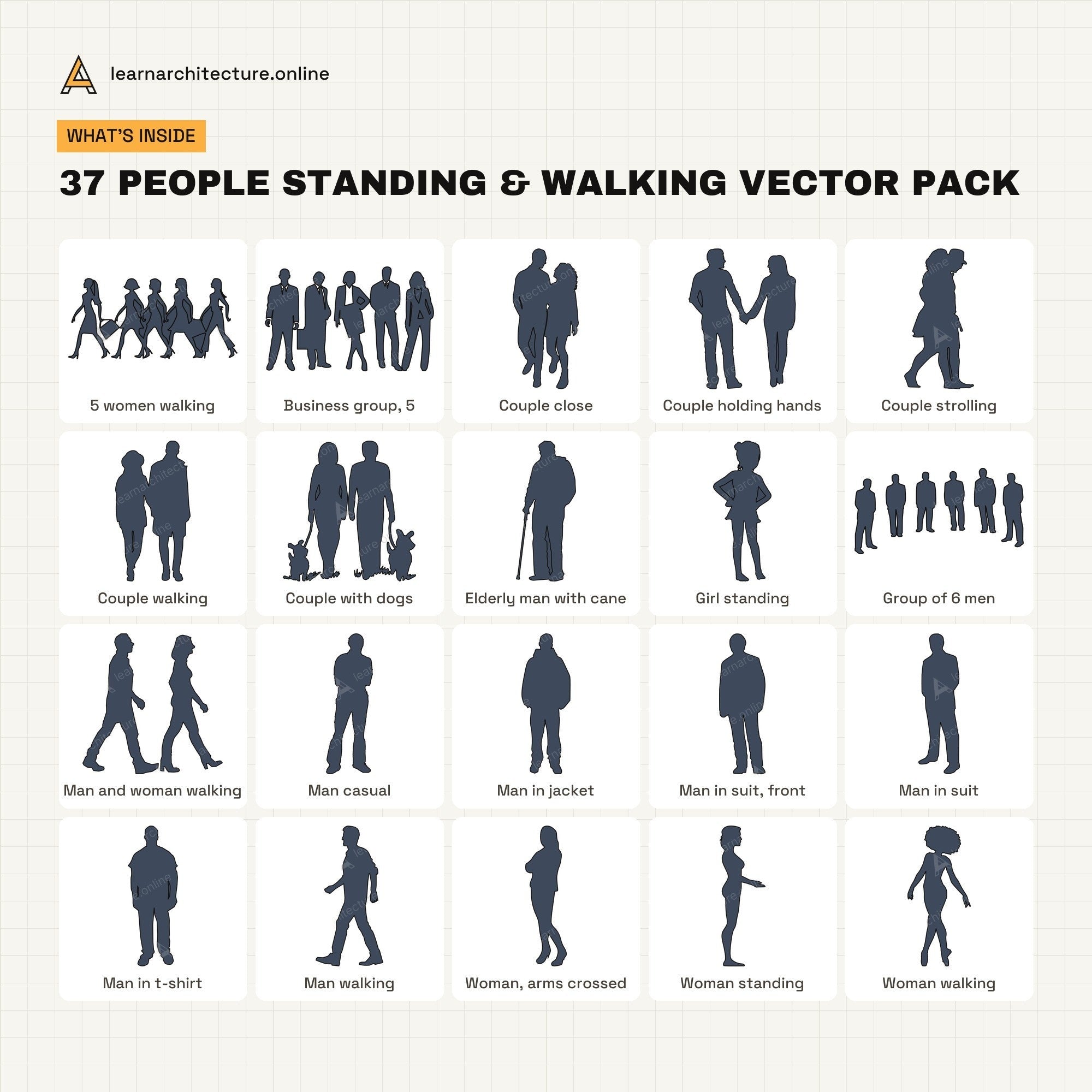 People Standing & Walking Vector Pack what's inside