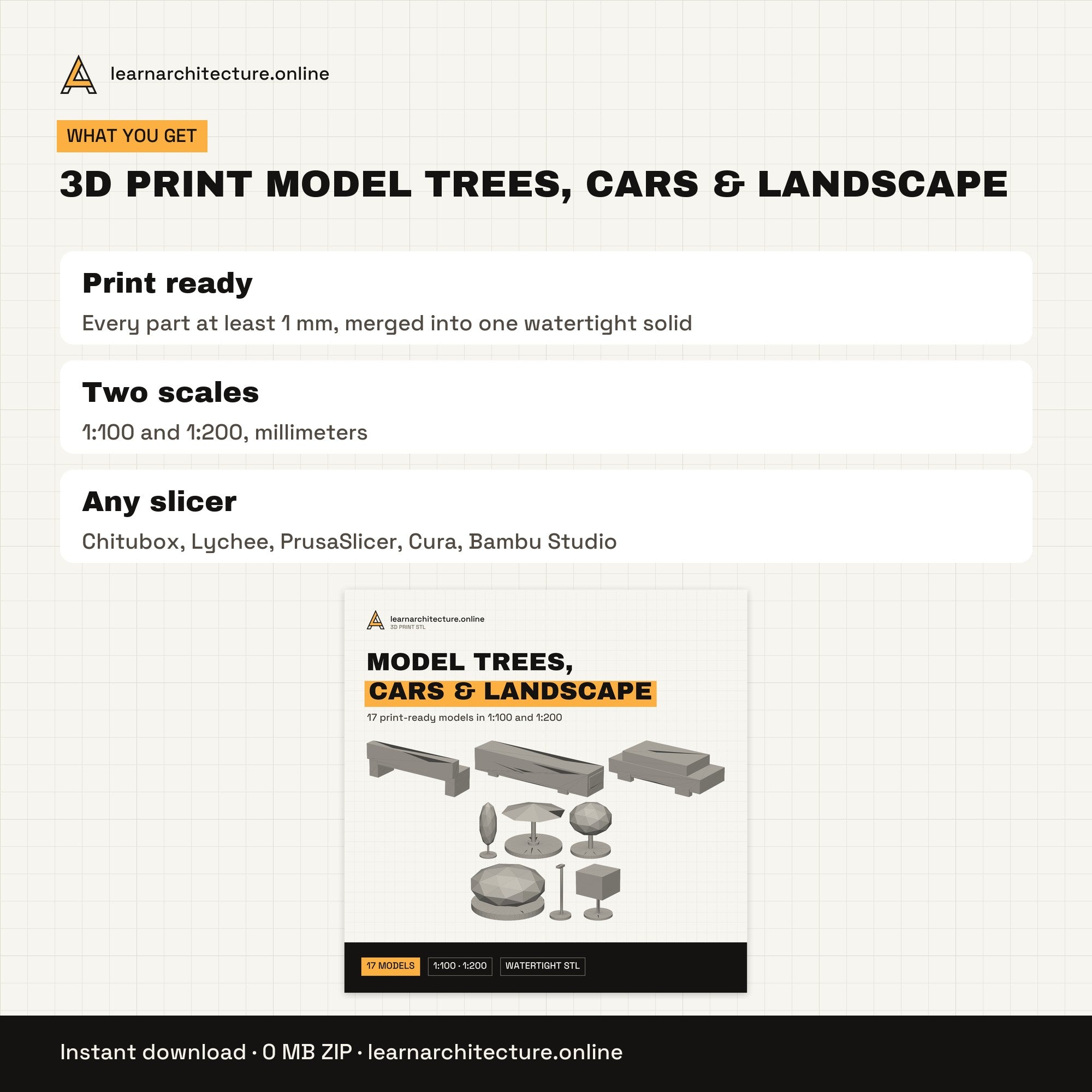 3D Print Model Trees, Cars & Landscape files and formats