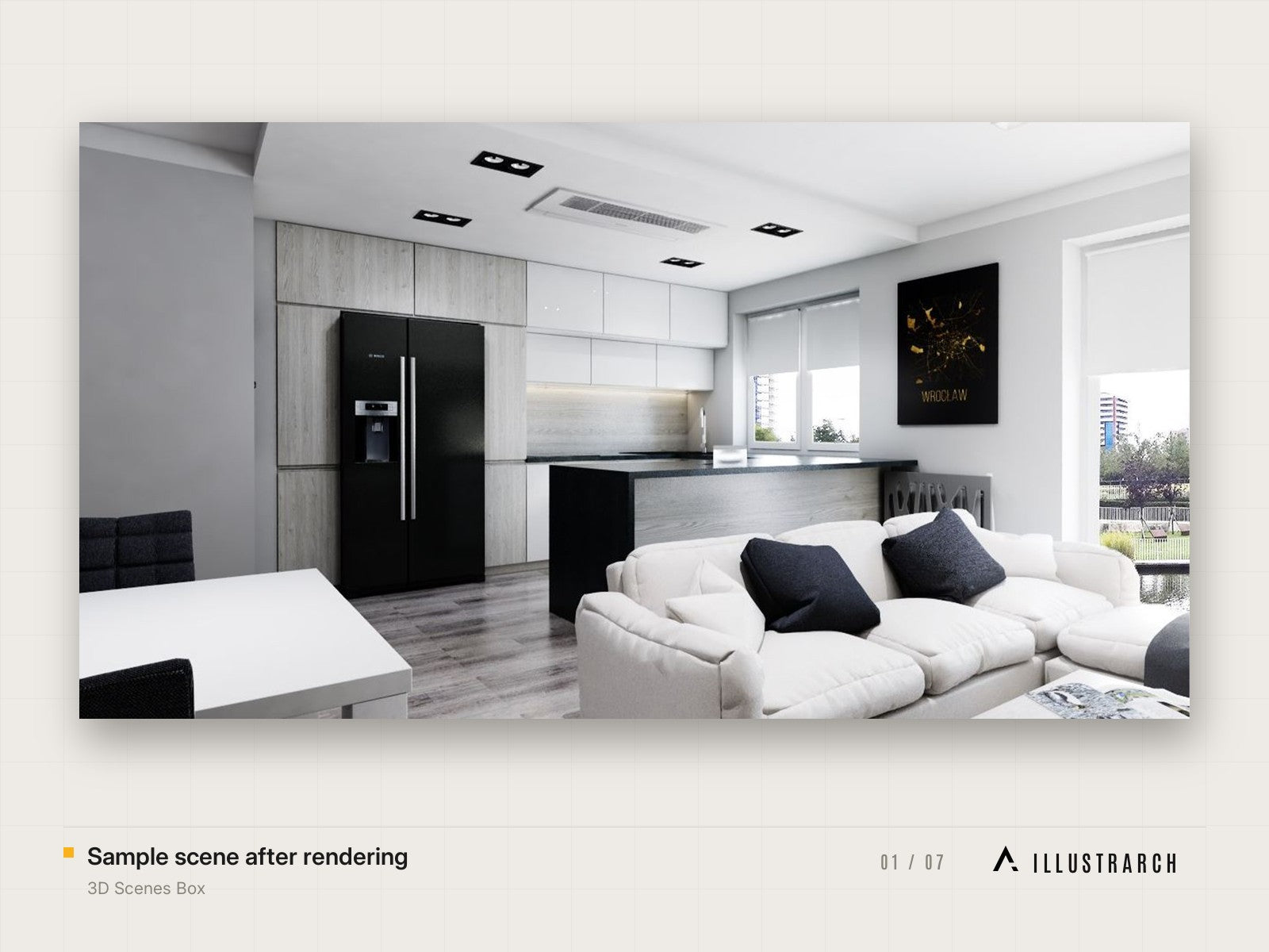 3D Scenes Box: sample scene after rendering