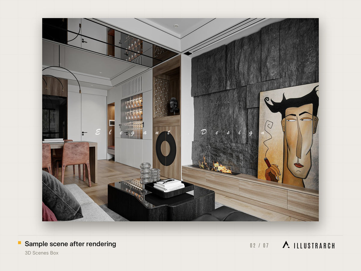 3D Scenes Box: sample scene after rendering