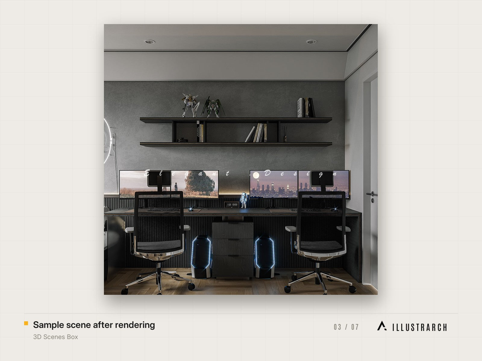 3D Scenes Box: sample scene after rendering