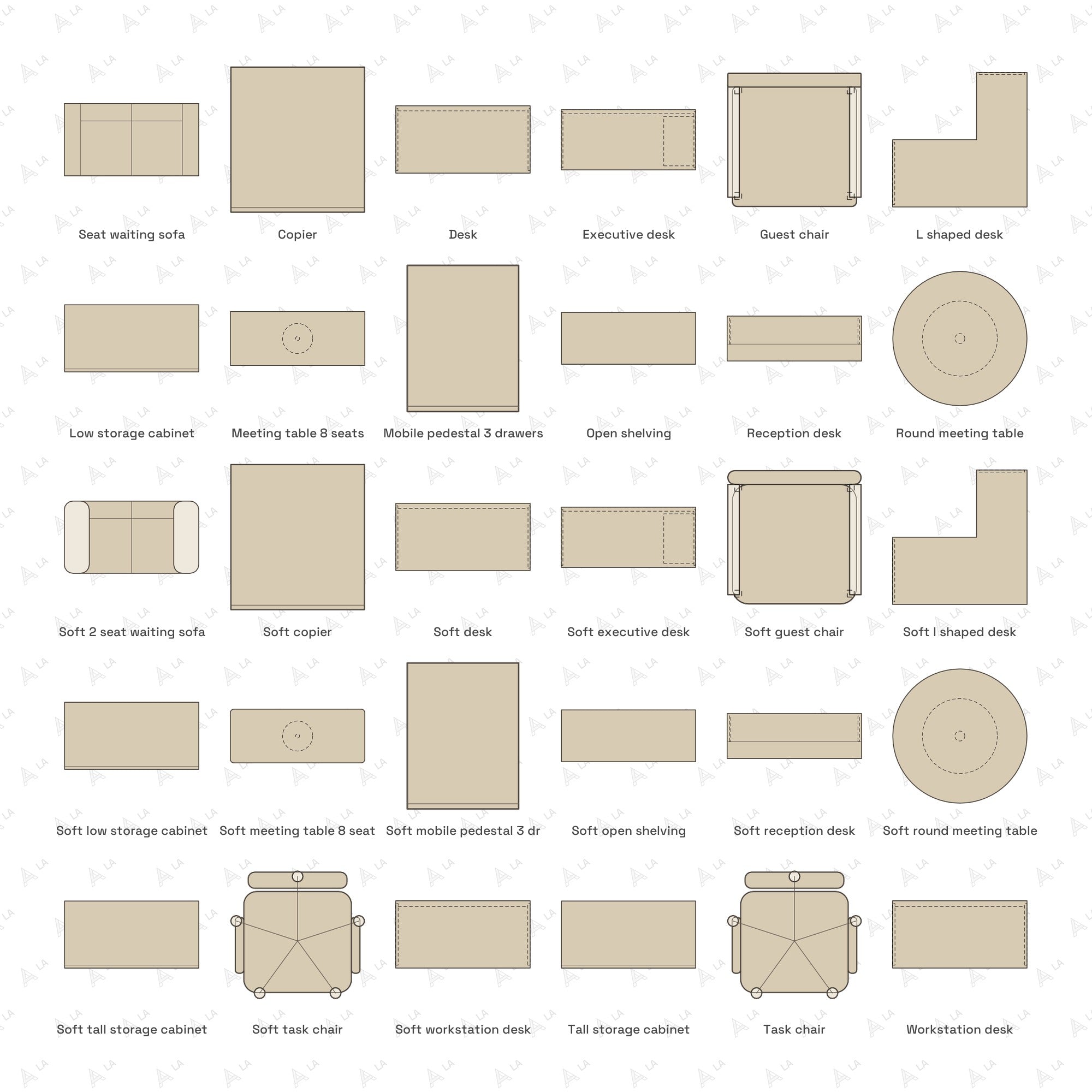 Office Furniture Vector Pack all items