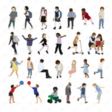 Flat Vector Kids Pack II (26 Children Figures)