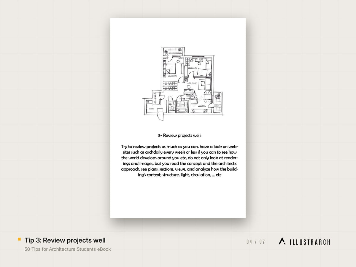 50 Tips for Architecture Students eBook: tip 3 review projects well
