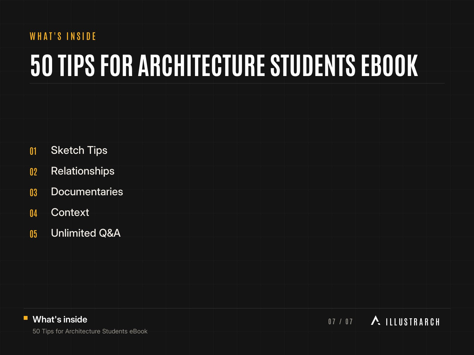 50 Tips for Architecture Students eBook: card what s inside