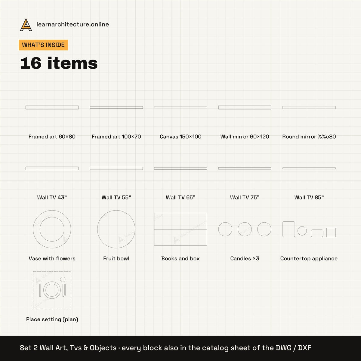 Decor & Accessories CAD blocks set 2: contents