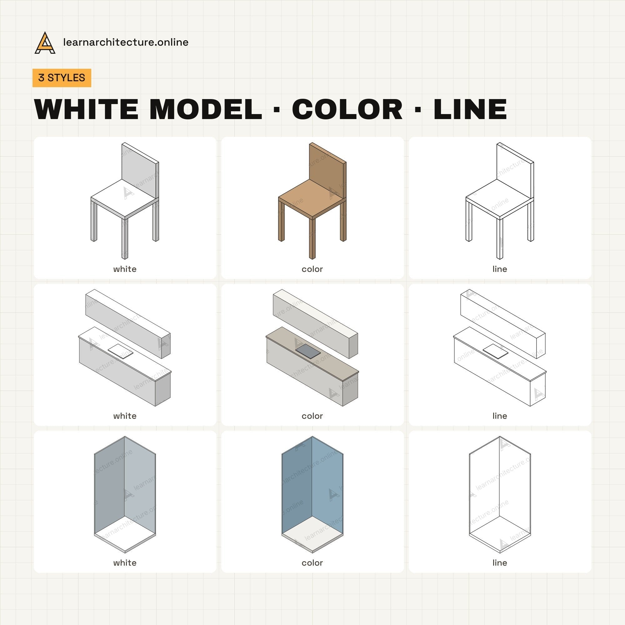 Isometric Furniture Kit three styles