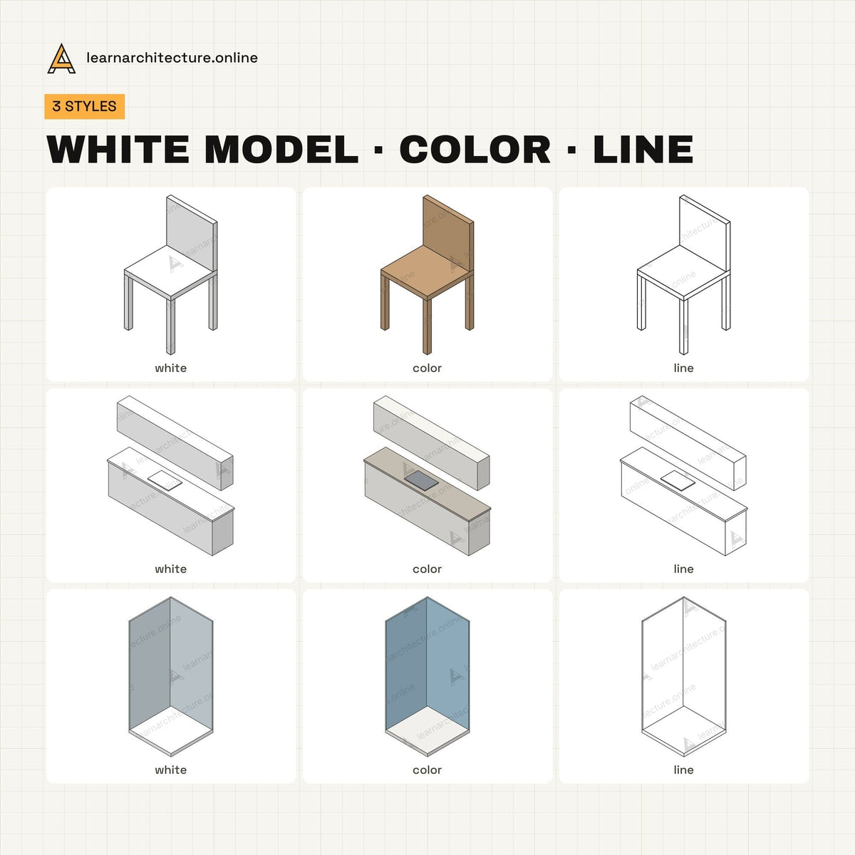 Isometric Furniture Kit three styles