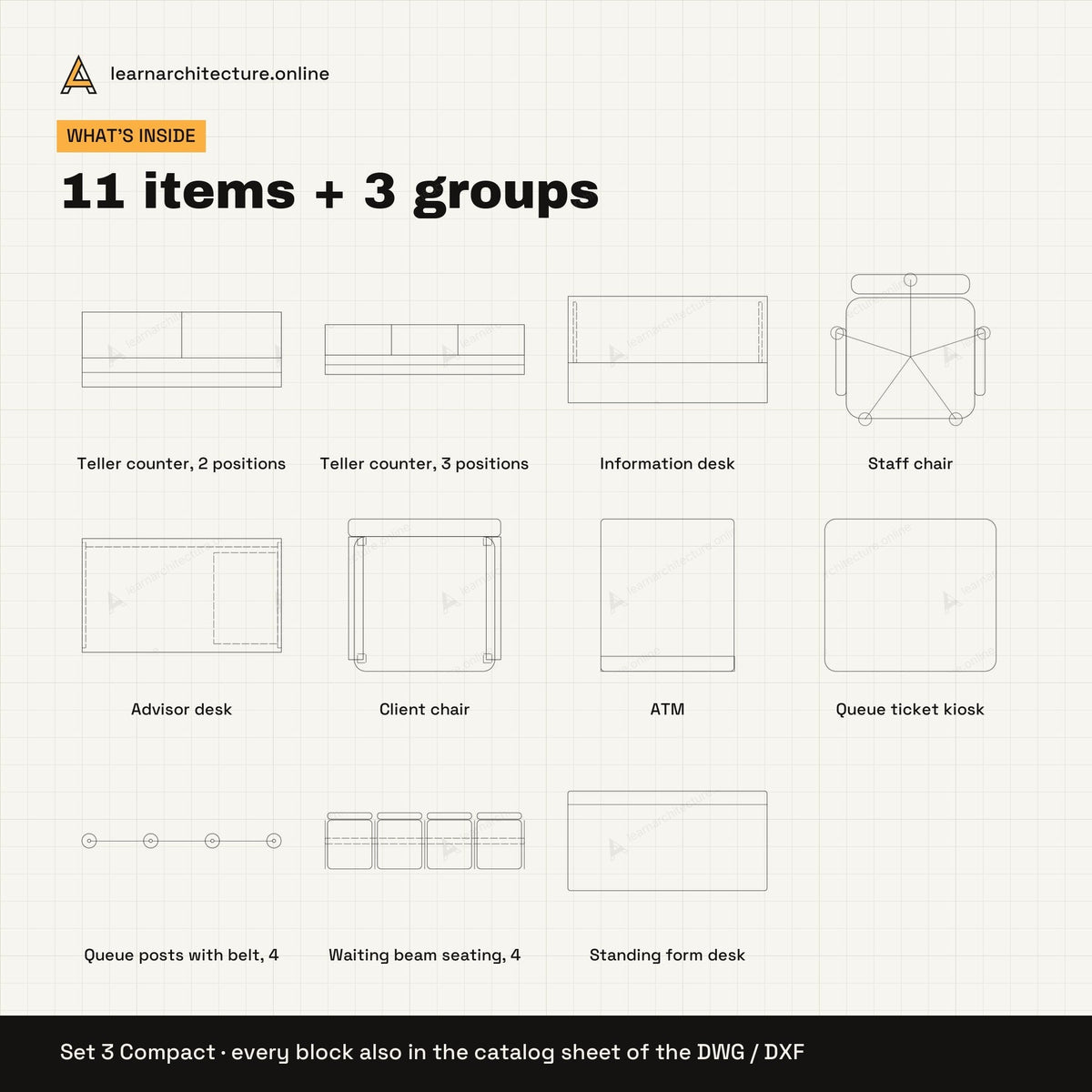 Bank Furniture CAD blocks set 3: contents