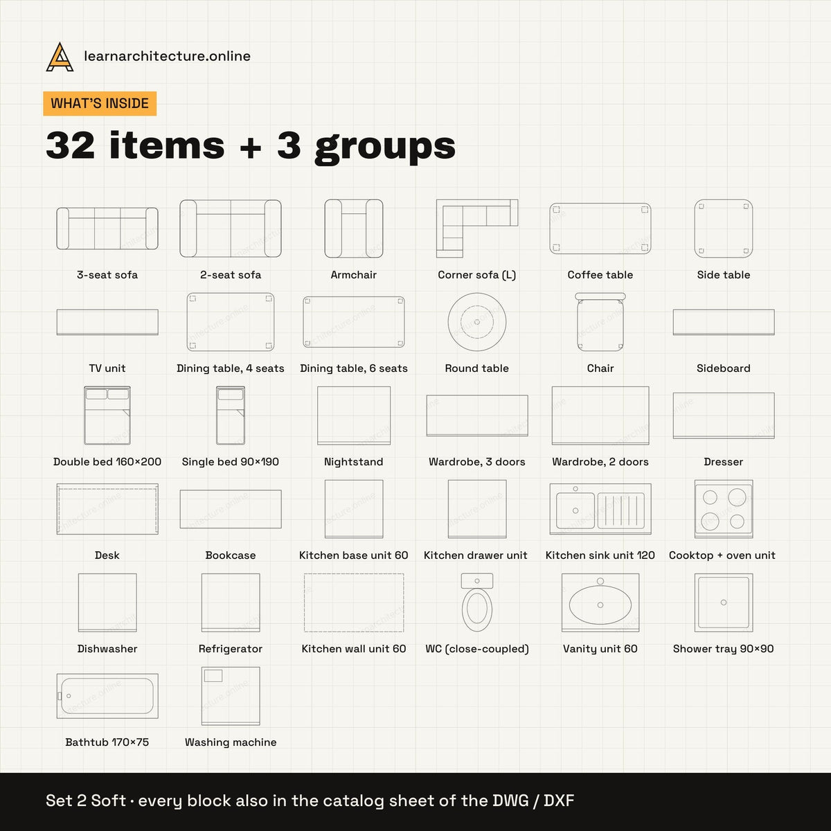 Residential Furniture CAD blocks set 2: contents