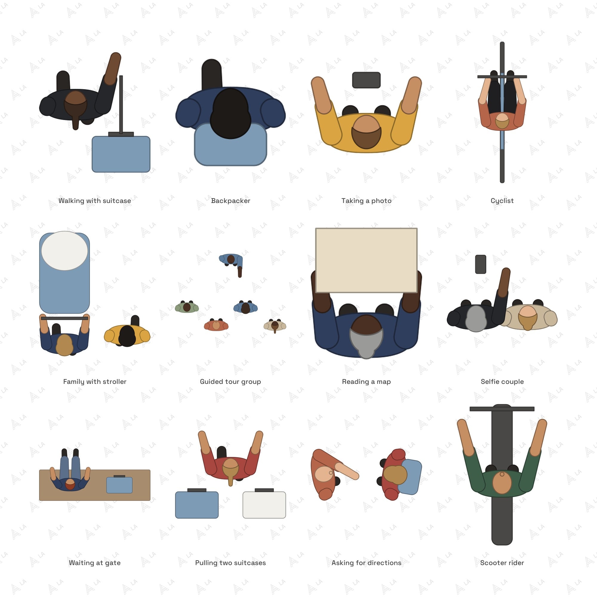 Top View People all items