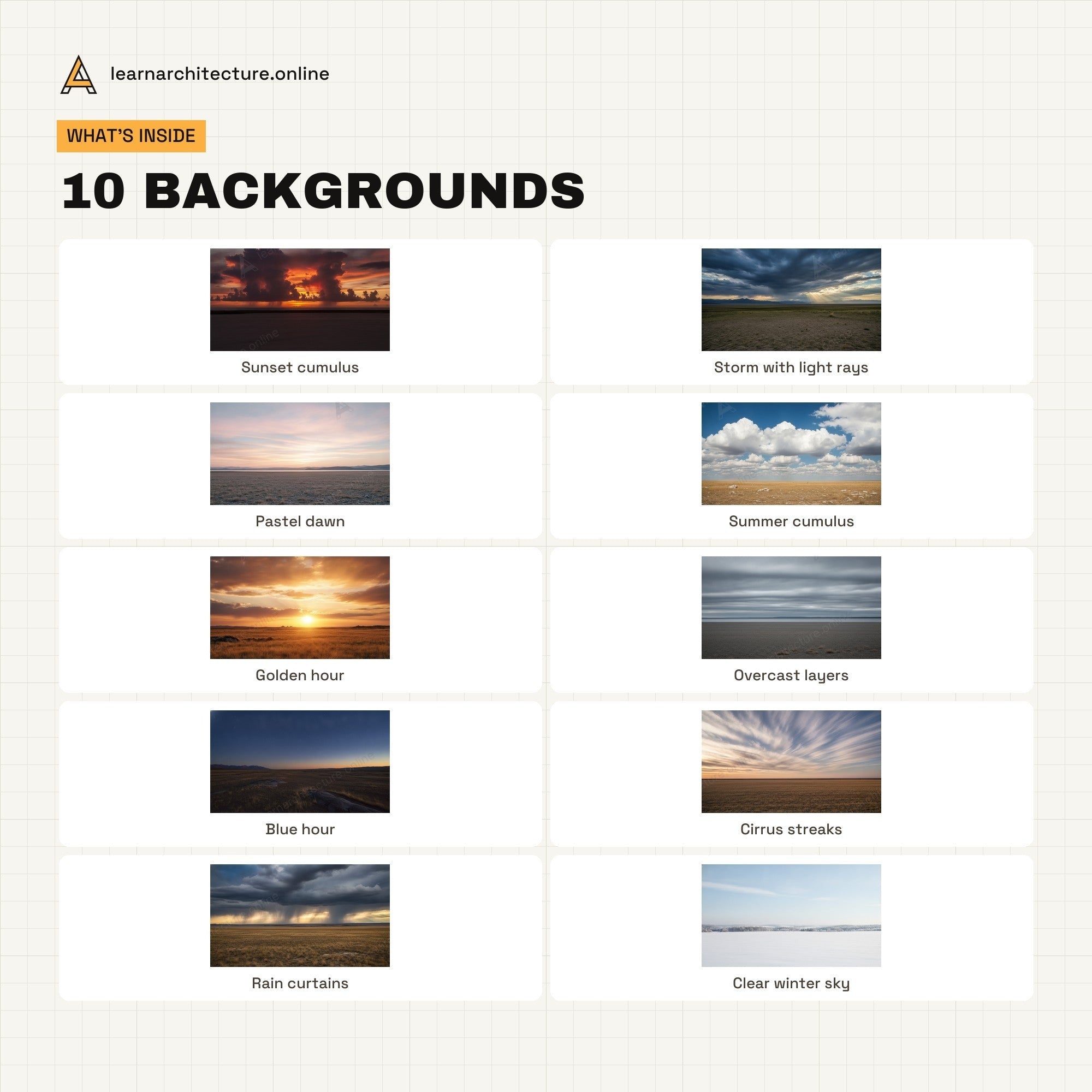 Dramatic Skies Backgrounds what's inside