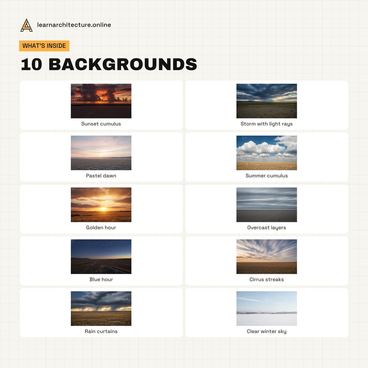 Dramatic Skies Backgrounds what's inside