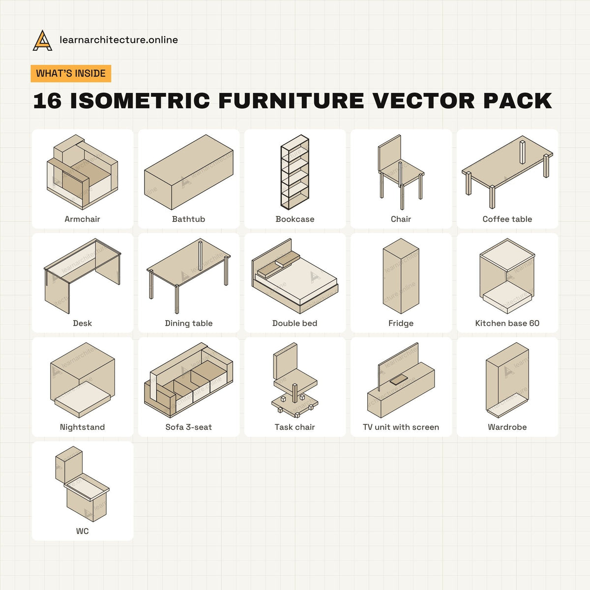 Isometric Furniture Vector Pack what's inside