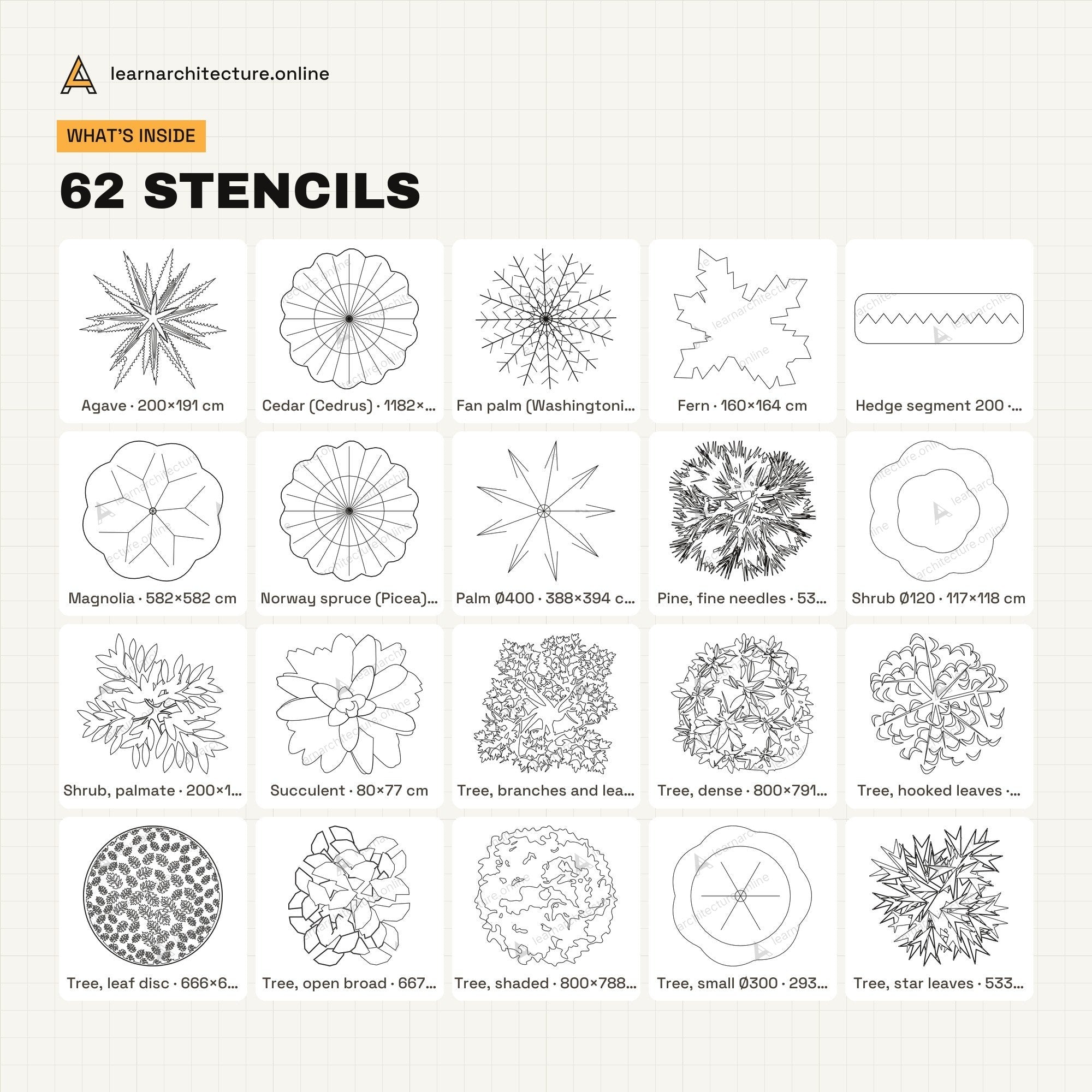 Trace Stencils: Plan Trees & Shrubs what's inside