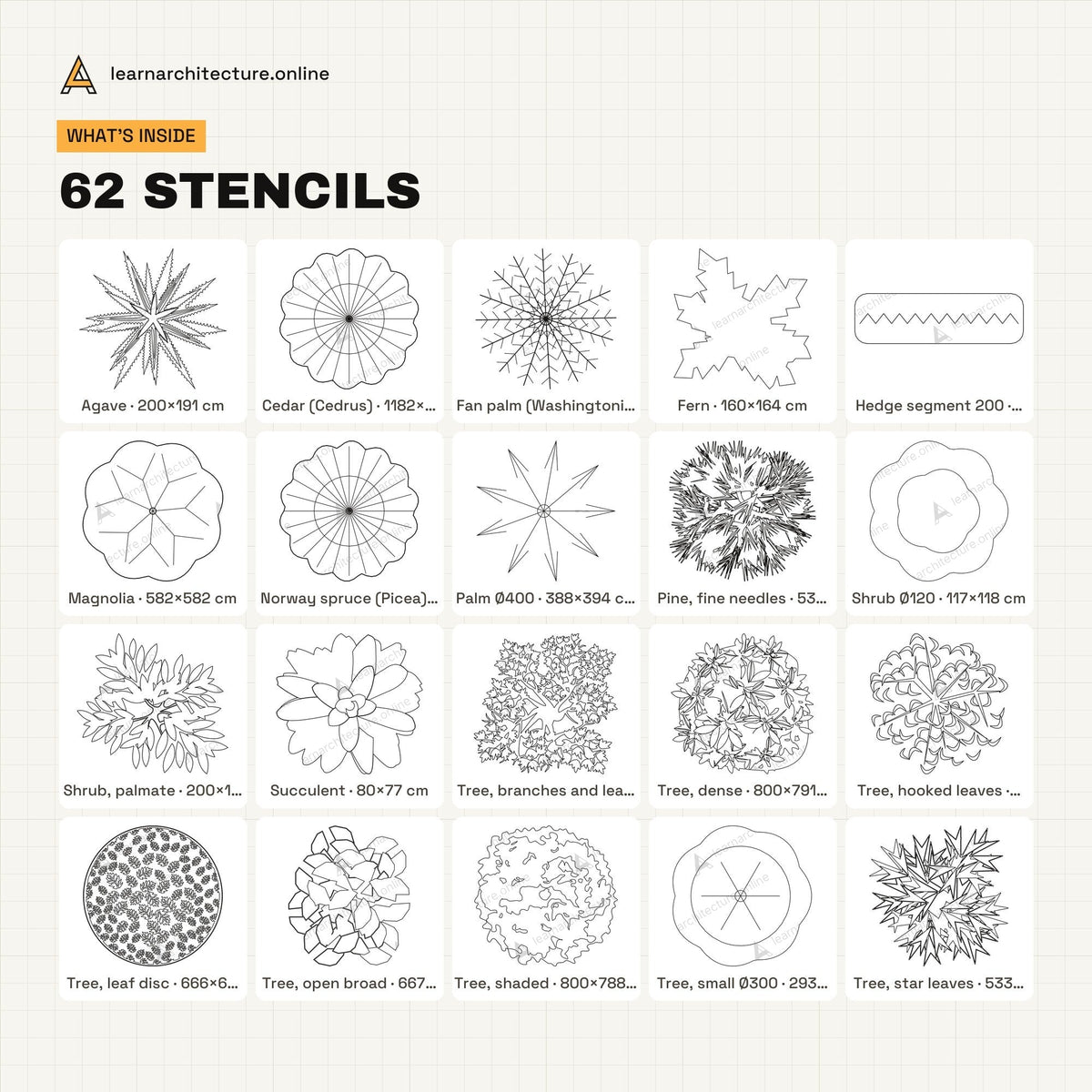Trace Stencils: Plan Trees & Shrubs what's inside