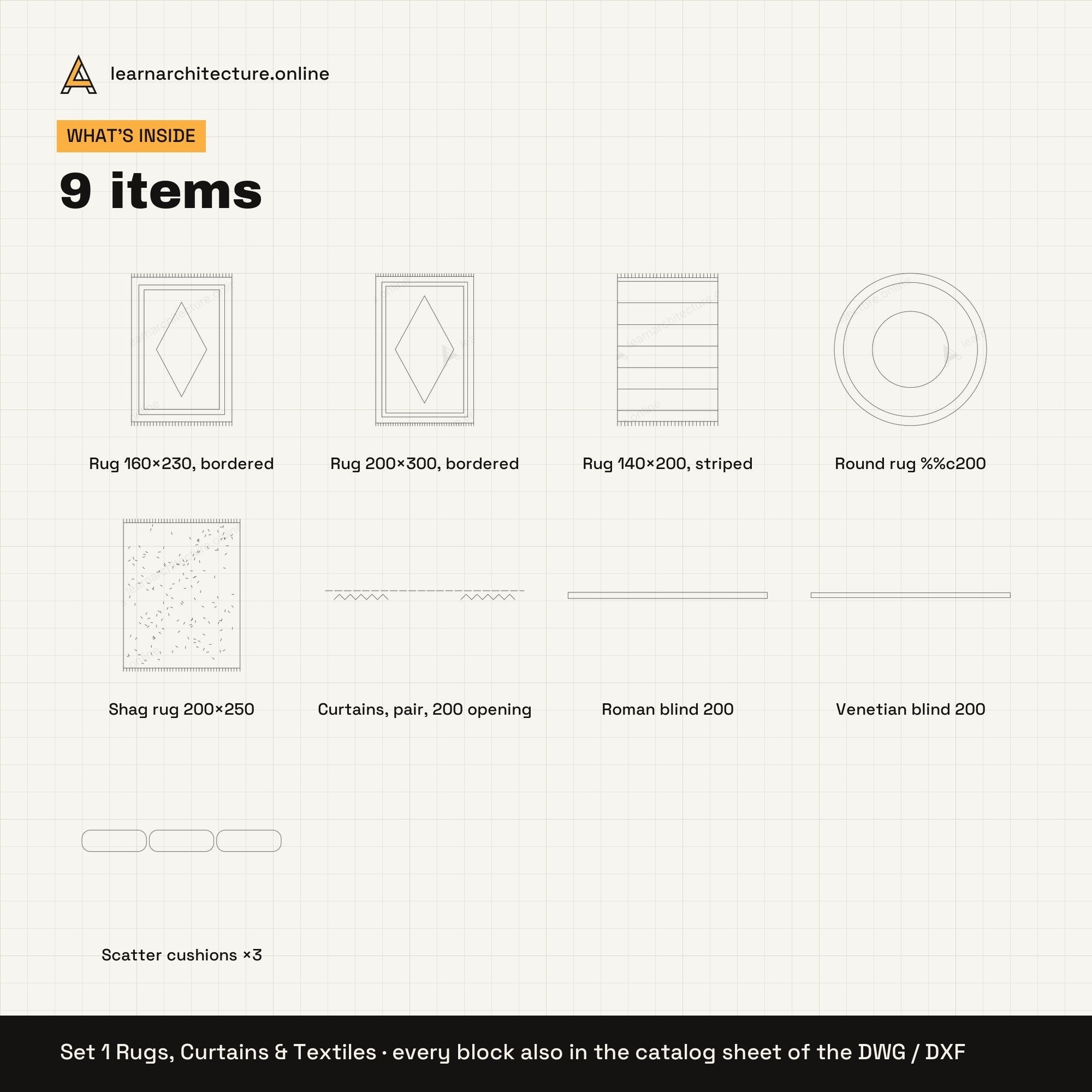 Decor & Accessories CAD blocks set 1: contents