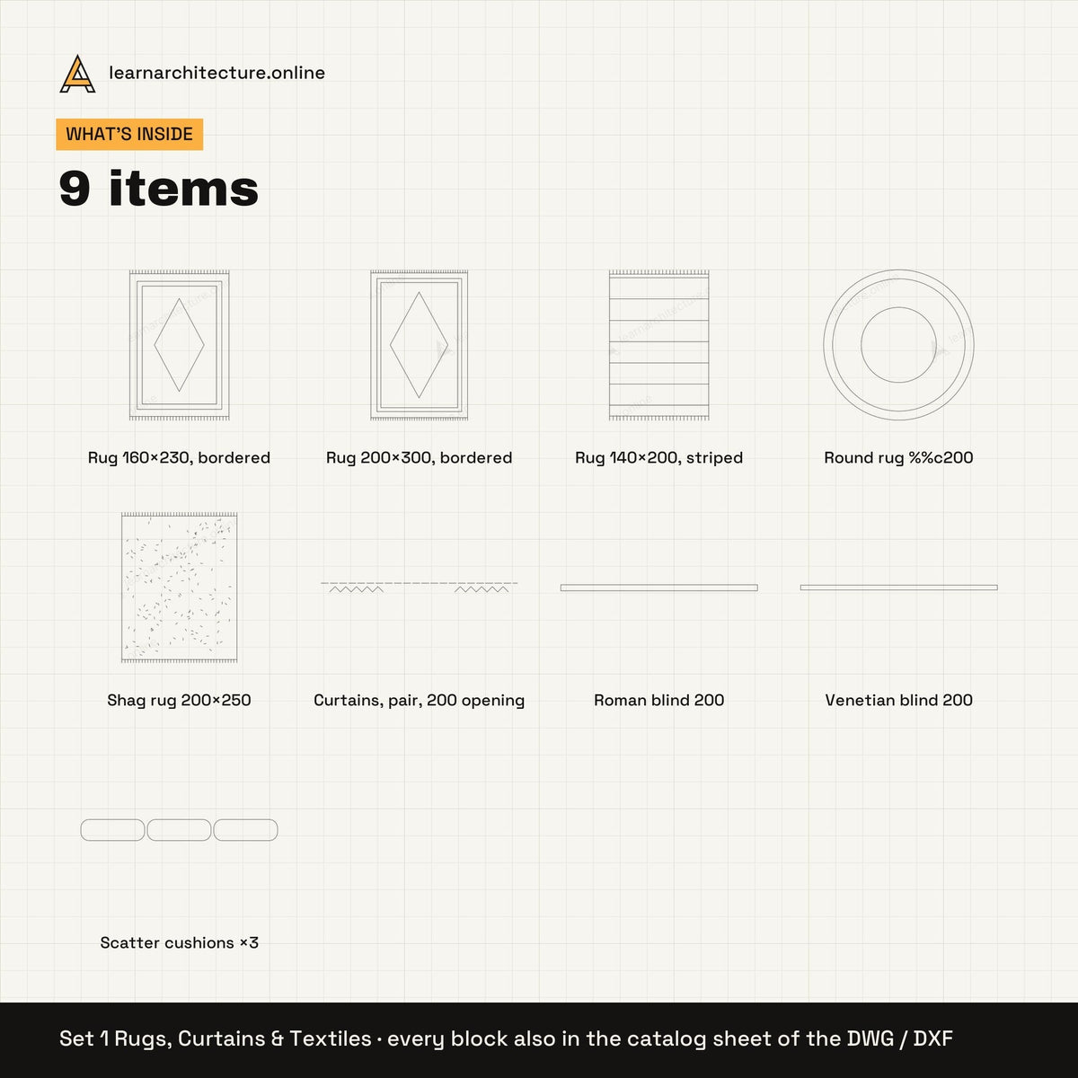 Decor & Accessories CAD blocks set 1: contents