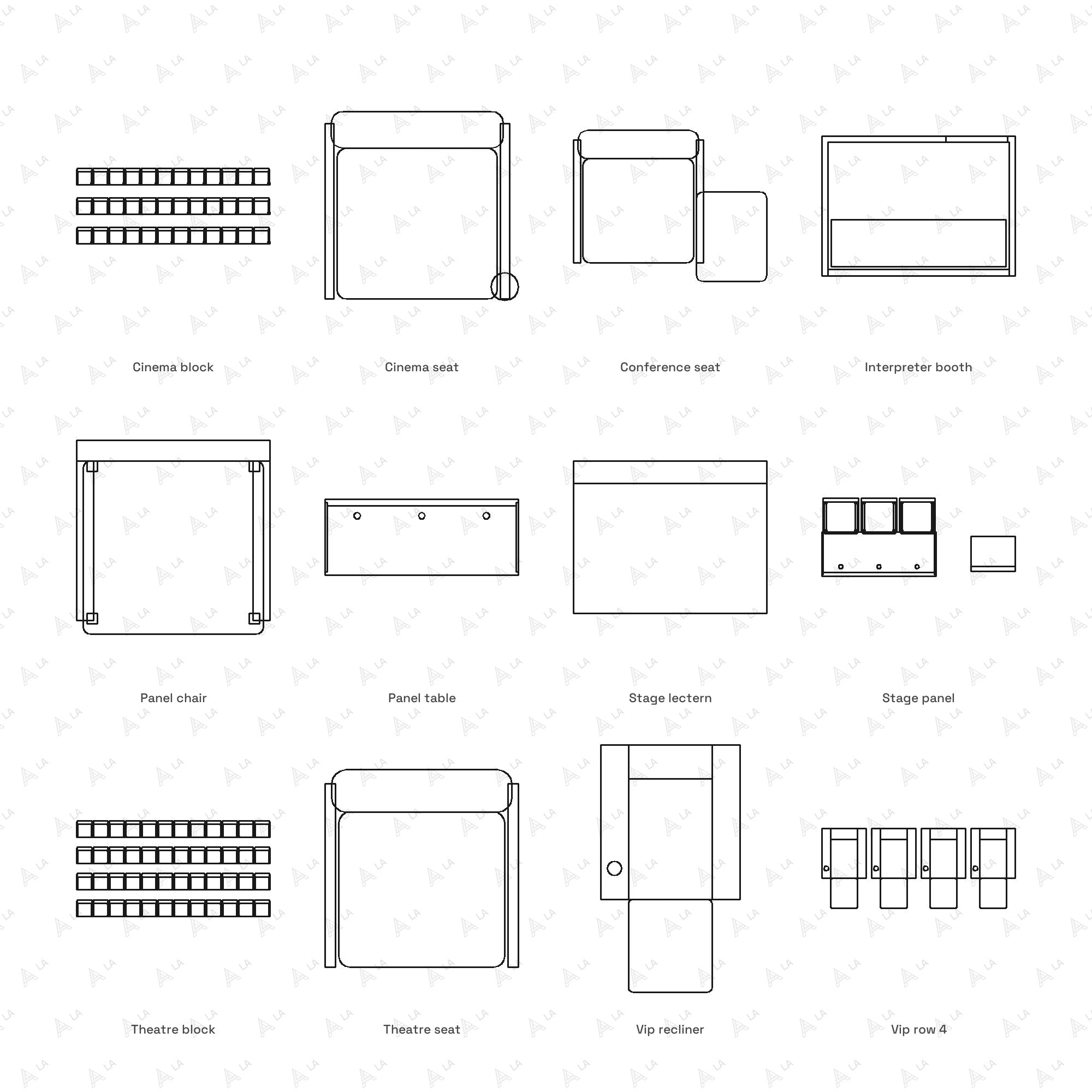 Auditorium Seating CAD Blocks · Set 1 Modern all blocks