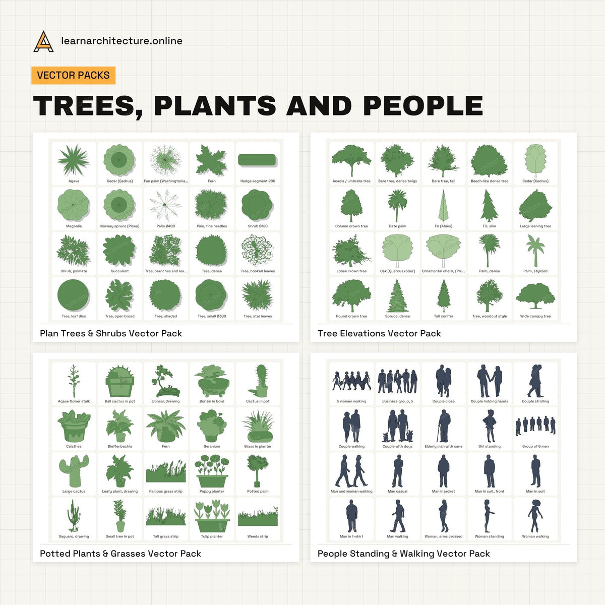 Diagram and Illustrator Mega Bundle trees, plants and people