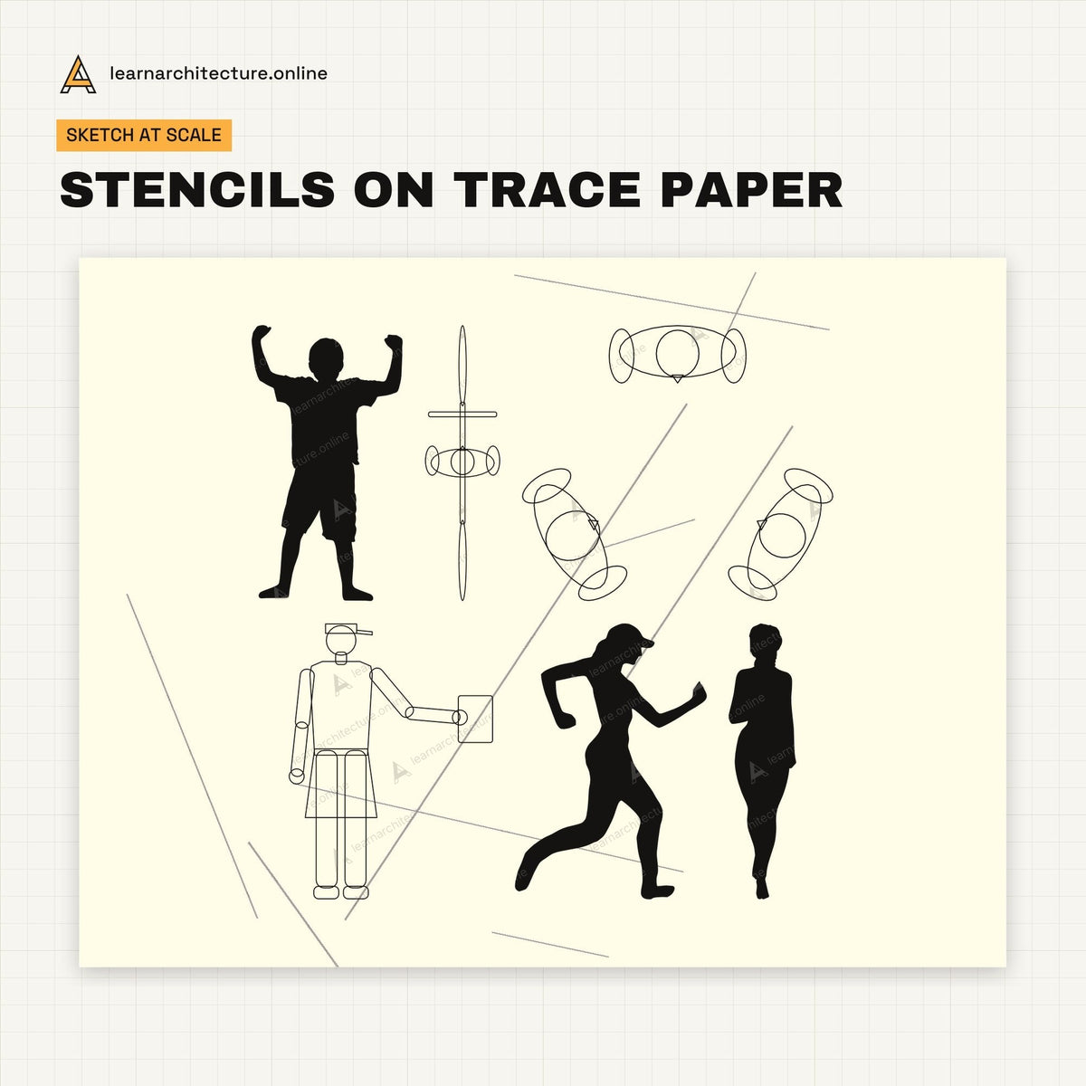 Trace Stencils: People stencils on trace paper