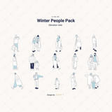 15 Winter People Flat Vector Pack (Color and Line Art)