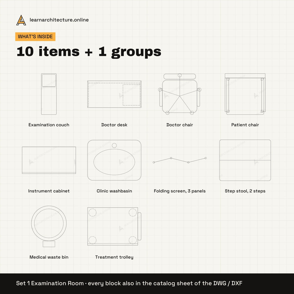Clinic Equipment CAD blocks set 1: contents