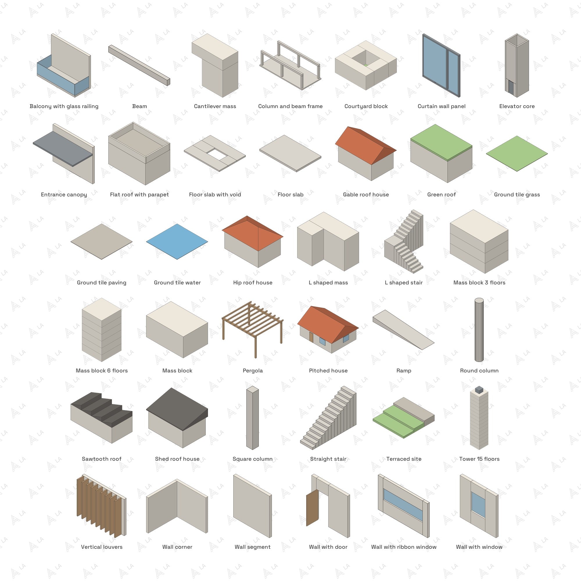 Isometric Building Components Kit all items