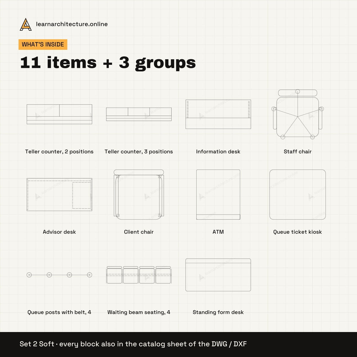 Bank Furniture CAD blocks set 2: contents