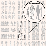 182 Winter Teenager CAD People (Linework and Hatch Silhouettes)